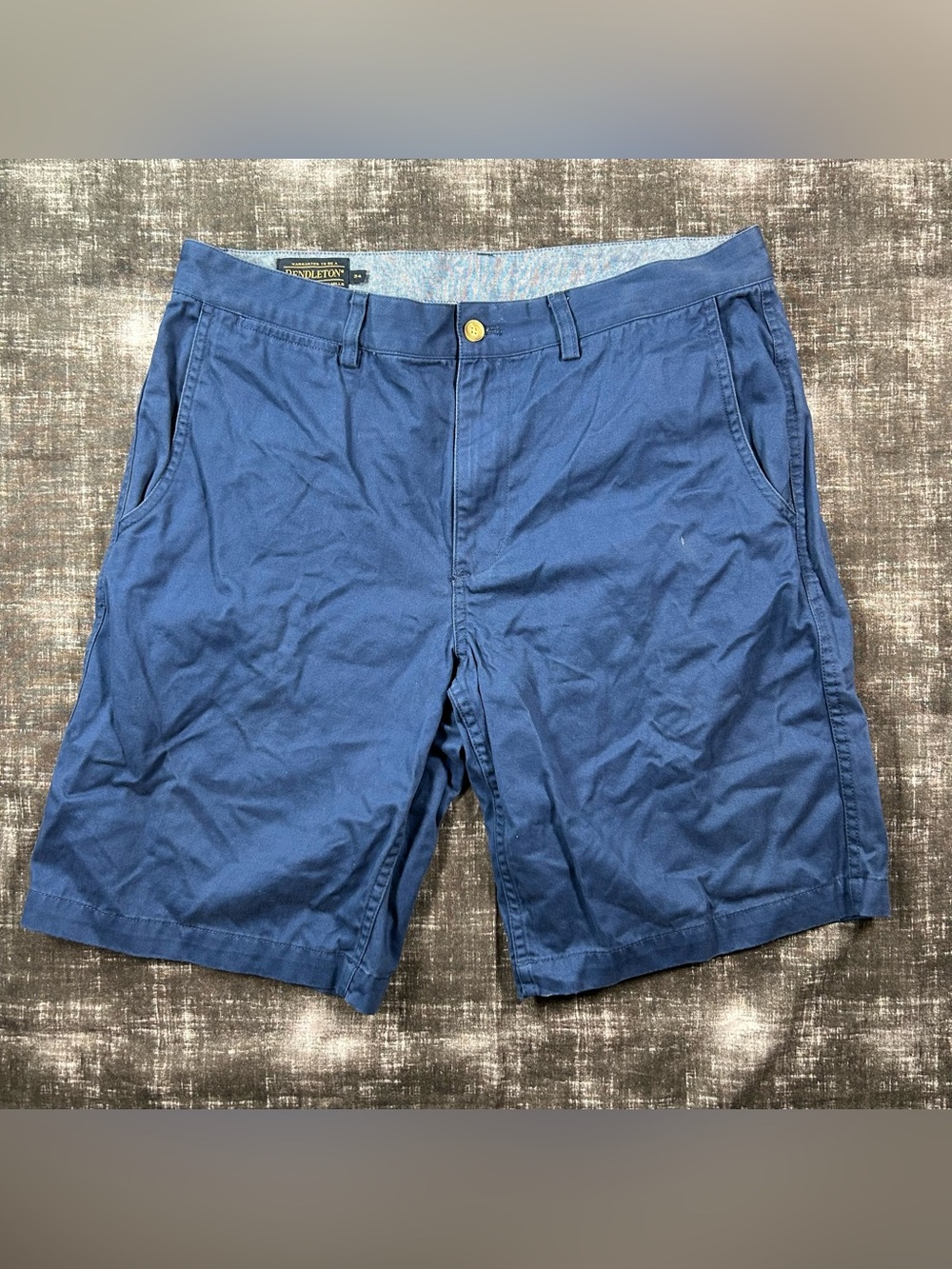 Pendleton Shorts Mens 34x9.5 Solid Blue Genuine Quality Casual Flat Front Chino